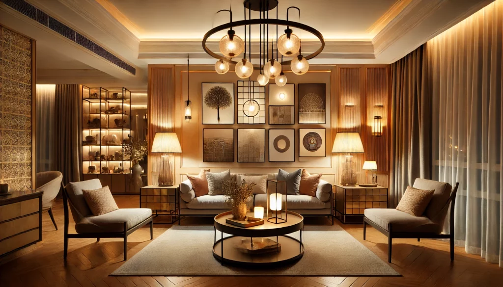 Living Room With Layered Lighting Ideas - 02